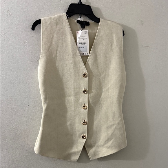 Zara Tops - Zara Cream Sleeveless Blouse with Gold Buttons